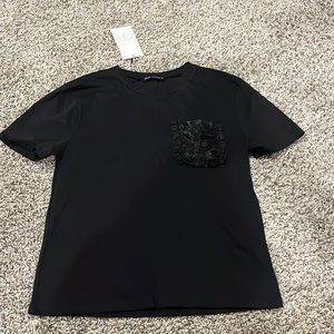 S Zara Black Pocket T-shirt
